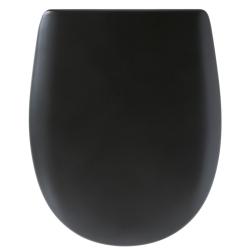 Abattant WC noir de forme ovale en bois réticulé déclipsable charnières inox NF - Ariane - PlaneteBain.com