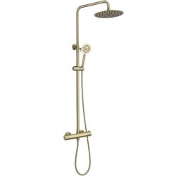 Colonne de douche en inox brossé doré - thermostatique - Alois - PlaneteBain.com