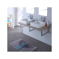 Console double vasque avec vasques elec blanches 120 cm gris lamelle - PlaneteBain.com
