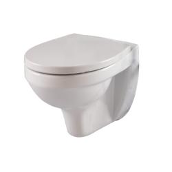 Cuvette suspendue NF blanche en céramique + abattant blanc - PlaneteBain.com