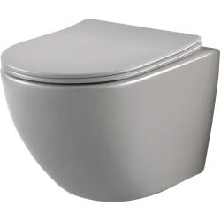 Cuvette WC suspendu gain de place 49 cm sans bride gris mat - Corolla - PlaneteBain.com