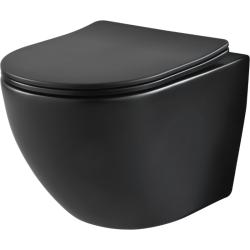 Cuvette WC suspendu gain de place 49 cm sans bride noir mat - Corolla - PlaneteBain.com