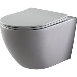 Cuvette WC suspendu gris mat 54 cm sans bride fixations invisibles - Cyrus - PlaneteBain.com