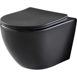 Cuvette WC suspendu noir mat 54 cm sans bride fixations invisibles - Cyrus - PlaneteBain.com