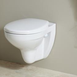 Cuvette WC suspendu NF avec bride en céramique + abattant blanc - Sydney - PlaneteBain.com