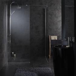 Ensemble double paroi de douche fixe italienne + retour latéral 80x195 cm aluminium chromé verre securit 8 mm réversible - PlaneteBain.com