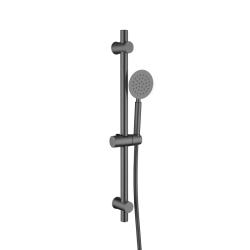 Ensemble barre de douche inox brossé gun metal - douchette 1 jet - flexible 150 cm - Barre 65 cm - Alois - PlaneteBain.com