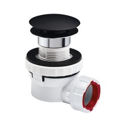 Ensemble Bonde + Siphon Gain de place D32 - Faible hauteur -Quick clack - Dôme laiton Noir mat - Nano 6.7 - 30723978 - PlaneteBain.com