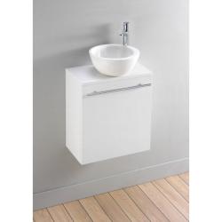 Meuble lave-mains moderne blanc avec bol en céramique - PlaneteBain.com
