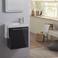 Ensemble lave mains tout compris anthracite avec mitigeur à droite et porte serviette - PlaneteBain.com