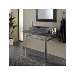 Ensemble plan + vasque pierre naturelle gris ardoisé moderne PLANETE BAIN