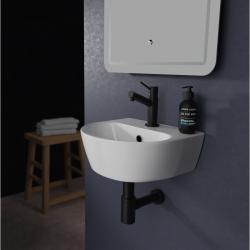 Lave mains en céramique à suspendre 35.5 cm avec trop plein - Lester - PlaneteBain.com