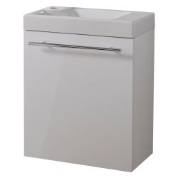 Meuble Blanc brillant avec lave mains Hamac pour robinet à gauche Solo - PlaneteBain.com