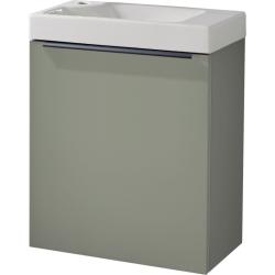 Meuble Vert Solo avec poignée noire et lave-mains pour robinet à gauche - PlaneteBain.com