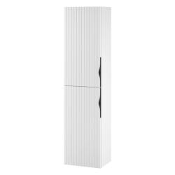 Meuble colonne de salle de bain strié H 160 cm blanc mat à suspendre - Tirso - PlaneteBain.com