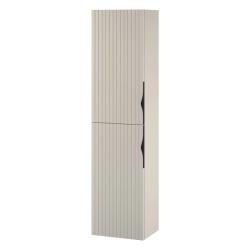 Meuble colonne de salle de bain strié H 160 cm beige cachemire mat à suspendre - Tirso - PlaneteBain.com