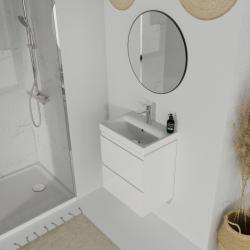 Meuble salle de bain-50x35cm-Gain de place-Blanc Brillant-Moduo Slim - PlaneteBain.com