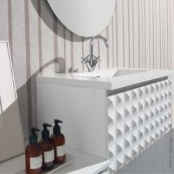 Meuble de salle de bain blanc 99 cm style chic avec plan vasque + meuble 99 cm complémentaire modulable - PlaneteBain.com