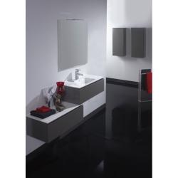 Ensemble meuble de salle de Bain - simple vasque 100 cm + plan de toilette 80 cm - Taupe satiné - PlaneteBain.com