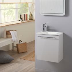 Meuble lave-mains pour wc blanc design avec robinet eau froide - PlaneteBain.com