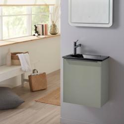 Pack lave-mains Vert et poignée noire avec lave-mains extra fin noir - Mitigeur à gauche -L.42.5 X H.48.6cm - PlaneteBain.com