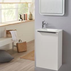 Meuble lave mains wc blanc mat avec lave-mains design blanc - l.42.5 X H. 68.6 cm - sans robinetterie - Austin - PlaneteBain.com