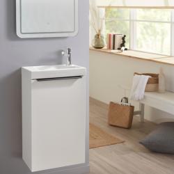 Meuble lave mains wc blanc mat sans robinetterie - L.42.5 X H. 72.5 cm - pour robinetterie à droite - Austral PLANETE BAIN