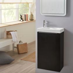 Meuble lave mains wc noir mat sans robinetterie - l.42.5 X H. 72.5 cm - pour robinetterie à gauche - Austral - PlaneteBain.com