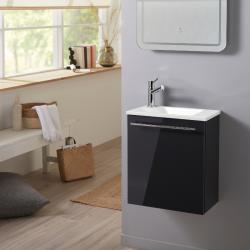 Meuble lave-mains pour wc gris anthracite original avec robinet eau froide - PlaneteBain.com