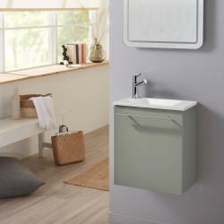 Pack lave-mains Vert avec lave-mains extra fin blanc - Robinetterie Eau froide à gauche - L.42.5 X H. 48.6 cm - Hanos - PlaneteBain.com