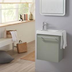 Pack lave-mains Vert avec porte serviette - robinetterie eau froide à gauche - L.48 X H. 52.5 cm - Houston - PlaneteBain.com