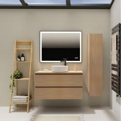 Meuble salle de bain 100 cm pour vasque à poser - Effet chêne sonoma - A suspendre - Karaib 2 - PlaneteBain.com