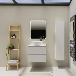 Meuble salle de bain 60 cm pour vasque à poser - Blanc mat - A suspendre - Karaib 2 - PlaneteBain.com