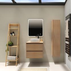 Meuble salle de bain 60 cm pour vasque à poser - Effet chêne sonoma - A suspendre - Karaib 2 - PlaneteBain.com