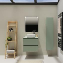 Meuble salle de bain 60 cm pour vasque à poser - Vert mat - A suspendre - Karaib 2 - PlaneteBain.com