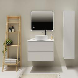 Meuble salle de bain 70 cm pour vasque à poser - Blanc mat - A suspendre - Karaib 2 - PlaneteBain.com