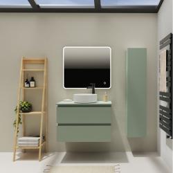 Meuble salle de bain 80 cm pour vasque à poser - Vert mat - A suspendre - Karaib 2 - PlaneteBain.com
