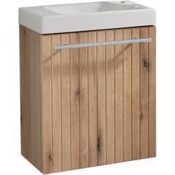 PROMOS Meuble Strié Bois Solo avec lave-mains pour Robinet à droite PLANETE BAIN PLANETE BAIN