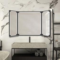 Miroir salle de bain LED 80x120 cm - triptyque - Noir Mat - Workshop - PlaneteBain.com
