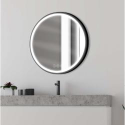 Miroir salle de bain LED rond noir - Ø60 cm - SWANN BLACK - PlaneteBain.com
