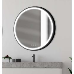 Miroir salle de bain rond lumineux - Ø90 cm - SWANN BLACK - PlaneteBain.com