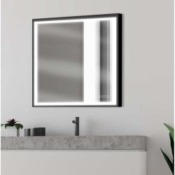 Miroir salle de bain - 80x75 cm - avec éclairage lumineux - SWANN BLACK - PlaneteBain.com