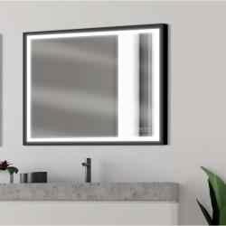 Miroir salle de bain - 90x75 cm - avec éclairage LED- SWANN BLACK - PlaneteBain.com