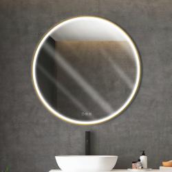 Miroir Salle de Bain Led Rond Doré - Ø90 CM - SOLAR PLANETE BAIN