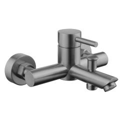 Mitigeur baignoire douche en inox brossé gun metal - Alois - PlaneteBain.com