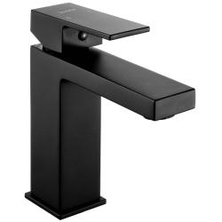 Mitigeur lavabo noir mat avec bonde H 16.5 cm - Kabic - PlaneteBain.com