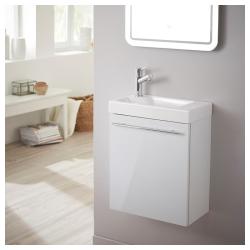 Meuble lave-mains design couleur blanc avec mitigeur eau chaude/ eau froide - PlaneteBain.com