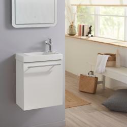 Pack lave-mains Blanc mat - Robinetterie Eau froide à droite - L.42.5 X H.52.5 cm - Hamac 3 PLANETE BAIN