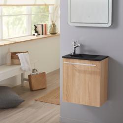 Pack lave mains Hamac Oak bordolino + Lave mains noir + robinet eau froide - PlaneteBain.com