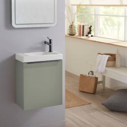 Pack lave-mains Vert avec poignée noire et vasque - Mitigeur à droite - L.42.5 X H. 52.5 cm - Hamac 3 PLANETE BAIN